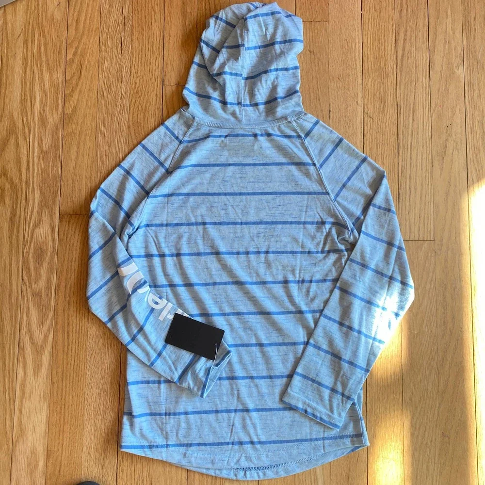 NWT Hurley Kids' Stripe Cloud Slub Pullover Hoodie in Crystal Color (Size M)